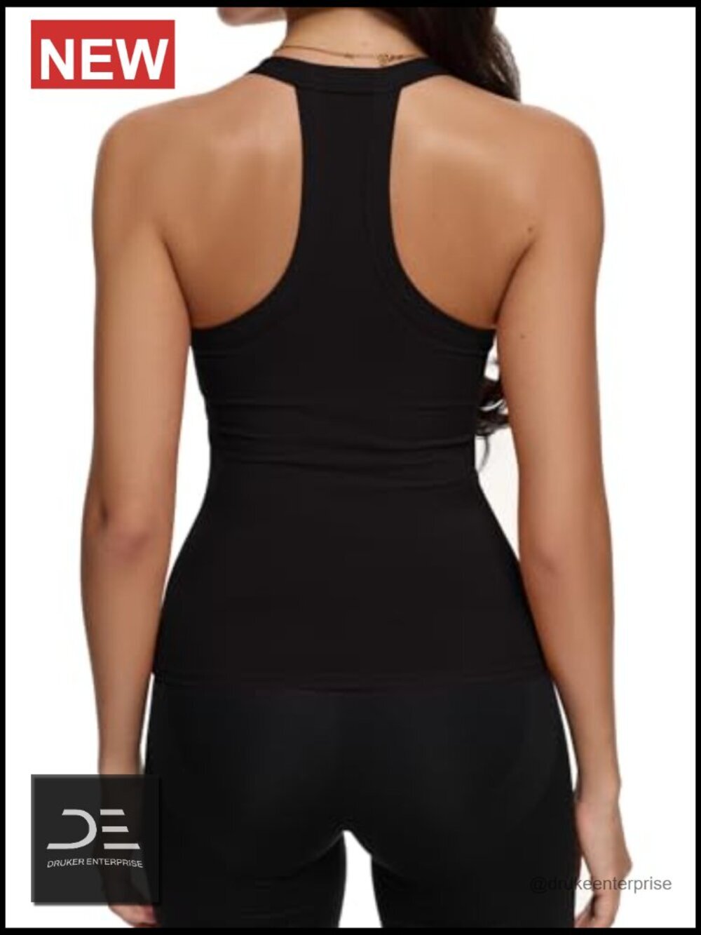 V Neck Racerback Tank Top - Ribbed Modal Spandex - Picture 3 of 6